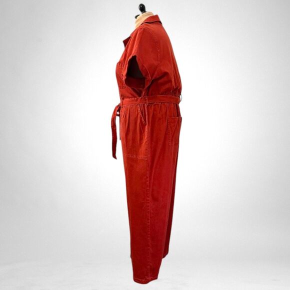 SKIES ARE BLUE Short Sleeve Button Front Jumpsuit Size 3X Rust Orange NEW - Picture 4 of 8